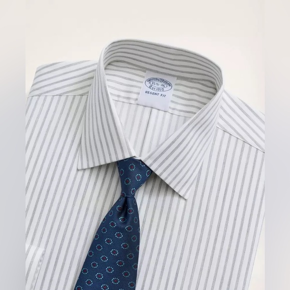 Brookes Brothers Stretch Regent Dress Shirt Non-Iron Twill Stripe 15.5-33 - Picture 4 of 12